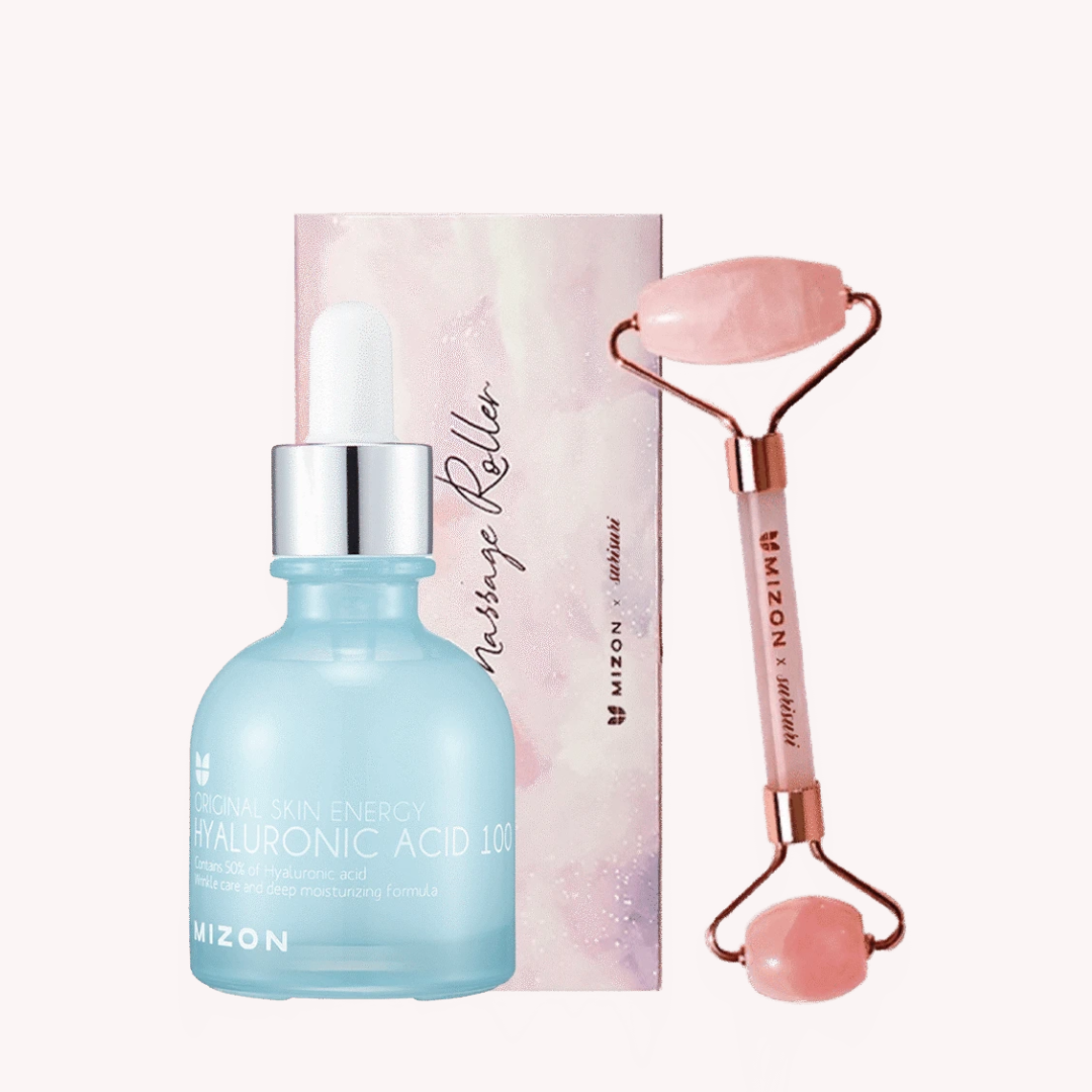 Facial Massage Roller + Hyaluronic Acid Sæt