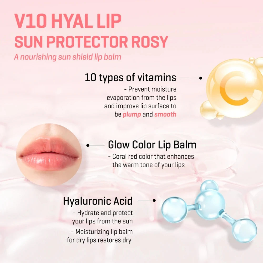V10 Hyal Lip Sun Protector - Rosy